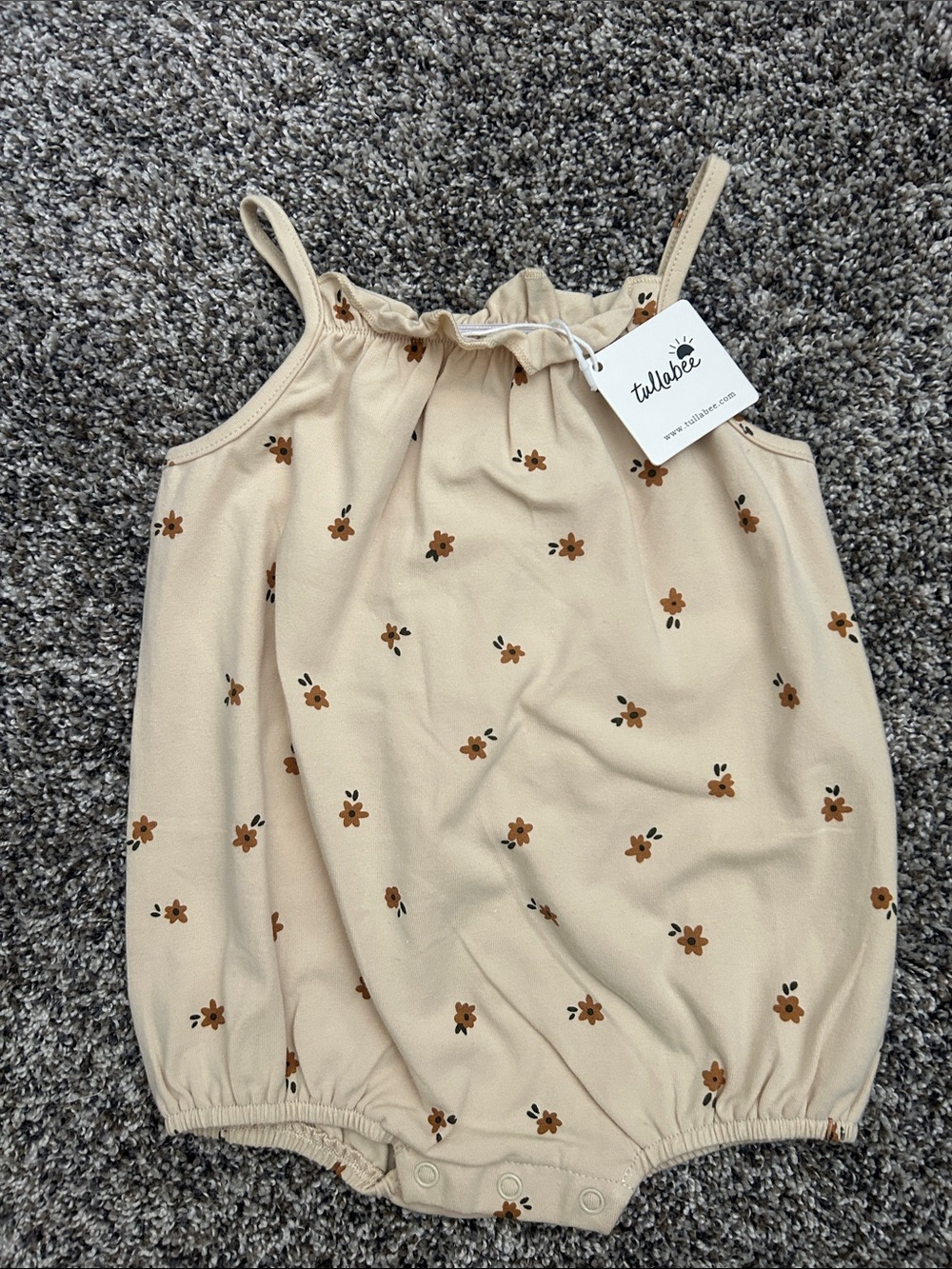 Beige Floral Baby Romper